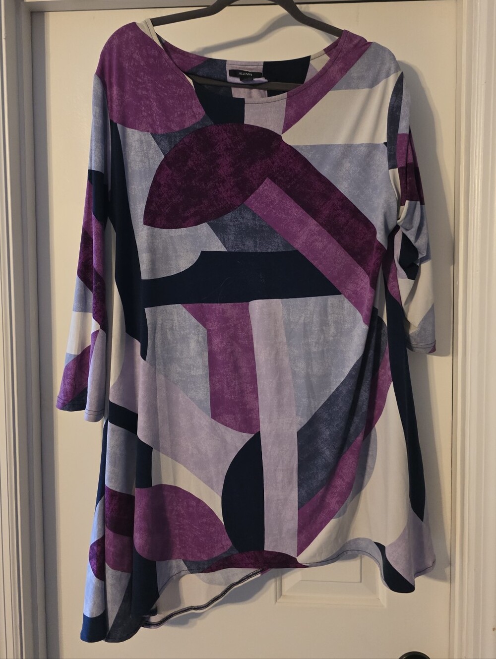 Alfani Abstract Geometric Tunic Top in Purple, Navy, Gray, White